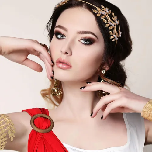 Vista 3 de Jiuguva Juego de 8 piezas de disfraz de emperatriz romana de Halloween, accesorios de disfraz de diosa, disfraz de emperatriz imperial, accesorios
