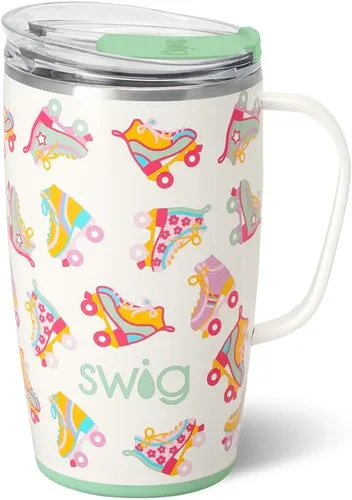 Vista 34 de Swig Life Taza de Viaje de 18 oz, Vaso Aislante con Asa y Tapa, Taza de Café de Viaje, Compatible con Portavasos, Acero Inoxidable, Vaso de 18 oz