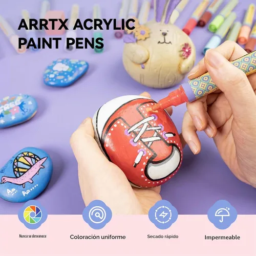 Vista 5 de Arrtx Bolígrafos de pintura acrílica de 48 colores, punta media de 0.118 in