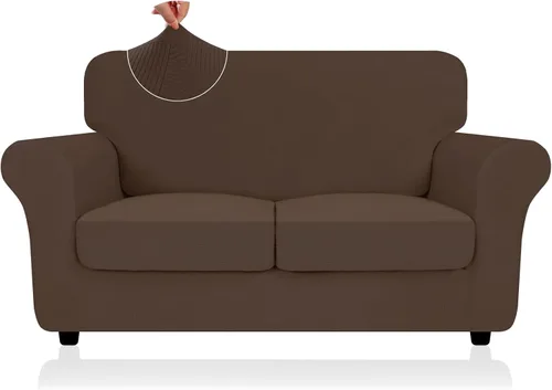 Vista 15 de ZNSAYOTX 2026 Funda de silla a rayas de 2 piezas (79 cm - 117 cm), funda de sillón elástica gruesa con banda elástica antideslizante y lazos