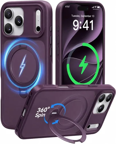 Vista 26 de CASEKOO Funda negra para iPhone 17 con soporte magnético giratorio de 360 grados