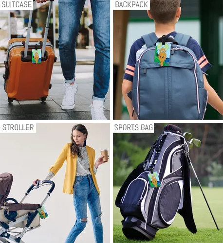 Vista 4 de Puzzled Goofy Moose - Etiqueta de identificación de viaje para maleta, mochila y bolsa deportiva, diseño de animales del bosque, para maleta