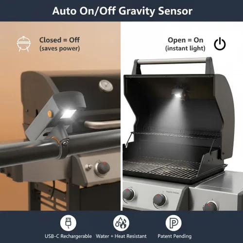 Vista 3 de Yukon Glory Luz LED brillante con mango de parrilla, recargable, resistente al agua y al calor, se adapta a la mayoría de parrillas al aire libre