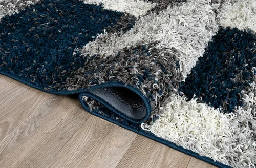 Vista 5 de Rugshop Alfombra de felpa de cuadros modernos desgastados azul marino, no desprende pelusa, suave para sala de estar, comedor y oficina, 7 pies 10