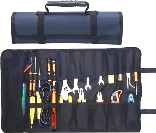 Vista 8 de Bolsa Enrollable de 23 Bolsillos para Herramientas con Bucles Elásticos y Bolsillo con Cremallera - Estuche Organizador Oxford Resistente