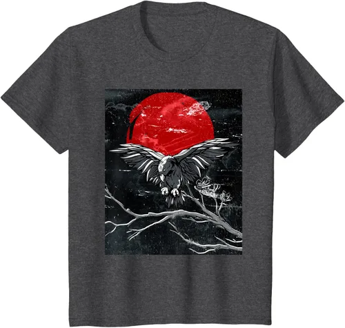 Vista 25 de Red Moon Raven - Camiseta japonesa de cuervo negro, Negro, S