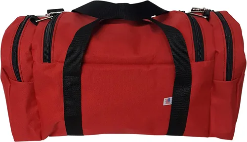 Vista 16 de Bolsa de lona triple grande con apertura en U, bolsillo frontal y dos compartimentos laterales, perfecta bolsa de cabina fabricada en Estados Unidos.
