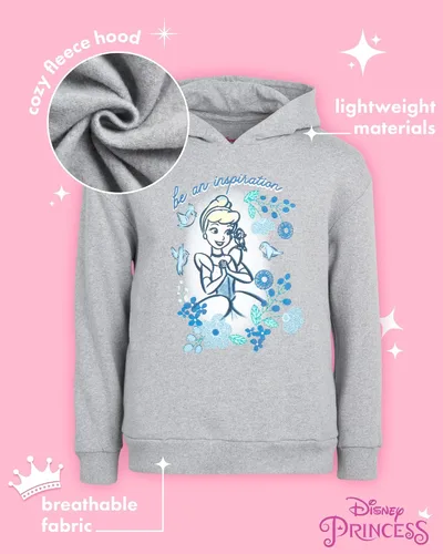 Vista 2 de Disney Sudadera de princesa para niñas Frozen Elsa Anna, Cenicienta, Belle, Moana sudadera con capucha (2T-7)