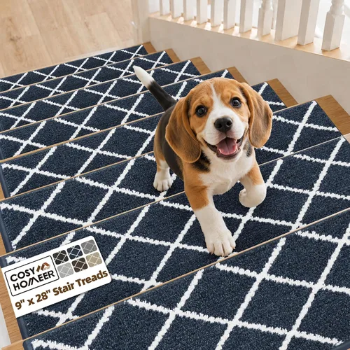 Vista 15 de COSY HOMEER Peldaños de escalera para peldaños de madera de 9 x 28 pulgadas, alfombras antideslizantes, pelar y pegar para interiores para niños