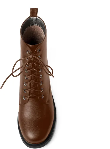 Vista 128 de ROSERWISH Botas altas de tacón bajo y grueso para mujer, con cordones, cómodas, modernas, con puntera redonda, de 2.5 pulgadas