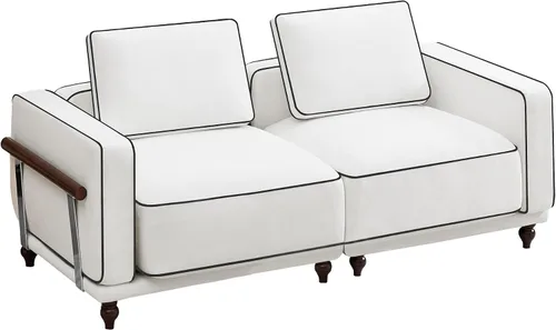 Vista 16 de Sofá biplaza modular de 80 pulgadas, sofá modular Cloud con reposabrazos y patas de madera, cómodo sofá tapizado de 2 plazas para sala de estar