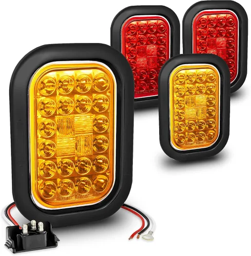 Vista 19 de TRUE MODS Kit de Luces Traseras LED Rectangulares Ámbar de 5x3 3x5 Pulgadas para Remolque [DOT FMVSS 108] [SAE I6 P P2] [Arandelas/Conectores]
