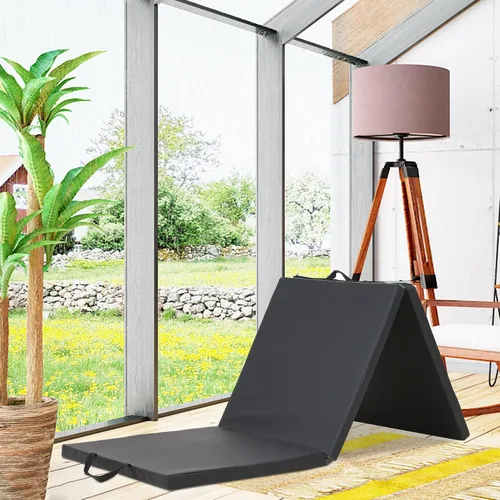 Vista 2 de PayLessHere Esterilla de gimnasia plegable para hacer rodadas, estirar, yoga y artes, piel sintética gruesa, para interiores y exteriores