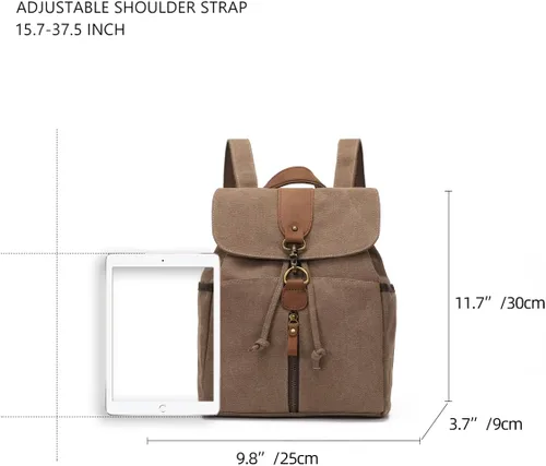 Vista 2 de KL928 Mochila de lona Mochila grande casual vintage para viajes al aire libre, mochila de senderismo para hombres y mujeres, marrón