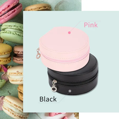 Vista 7 de Smileshe Joyero de viaje, mini organizador portátil con cremallera, de piel sintética, pequeñas cajas de almacenamiento para anillos, aretes