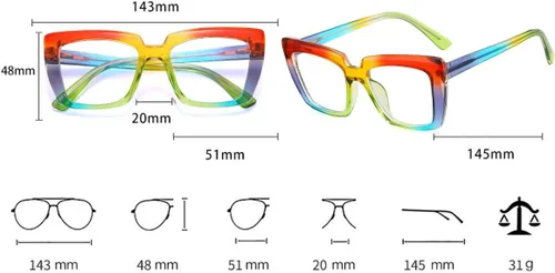 Vista 5 de laureles Gafas de lectura con bloqueo de luz azul a la moda para mujer, tr90, marcos de arco iris, gafas