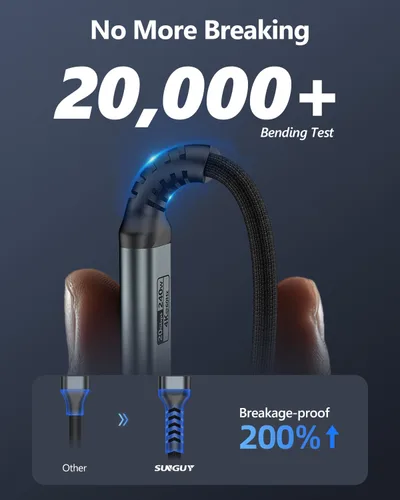 Vista 5 de SUNGUY Cable USB C 3.2 Gen2 de 3.3 pies, 240 W PD USB C, carga rápida, transferencia de datos de 20 Gbps, salida de video 4K, cable de pantalla tipo