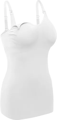 Vista 5 de Camisetas sin mangas de maternidad para mujer con brasier integrado para lactancia materna, paquete de 4