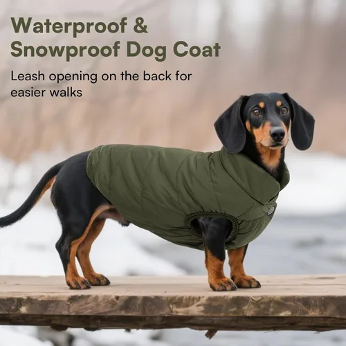 Vista 5 de ASENKU Abrigo de invierno para perro, resistente al viento, chaqueta de forro polar impermeable, ropa para mascotas para perros pequeños, medianos