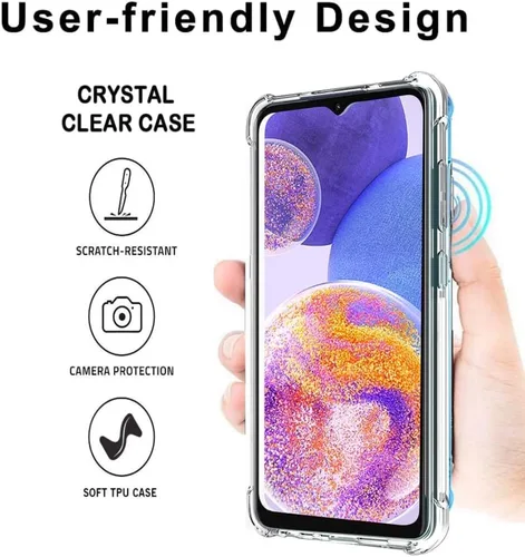 Vista 3 de Compatible con Samsung Galaxy A23 5G, absorción de golpes flexible de goma TPU funda protectora para teléfono celular Galaxy A23 5G funda