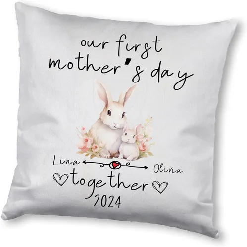 Vista 8 de Bunny Mothers Day, Personalised Pillow Case Decor for Home, Present for Mom, Grandmother, for Her