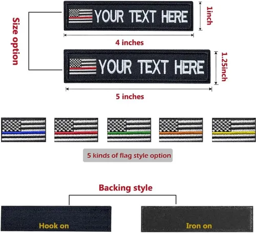 Vista 2 de Parches personalizados con nombre, 2 piezas de parche con nombre militar personalizado, bordado de bandera de Estados Unidos, etiqueta táctica