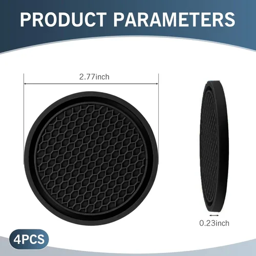 Vista 2 de Eratus 4 posavasos antideslizantes para consola central de automóvil, diseño de panal de abeja 3D, 2.77 x 0.23 pulgadas, portátil, grueso, PVC