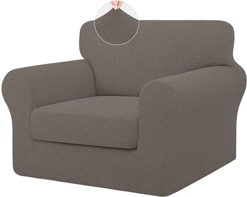 Vista 33 de ISSUNTEX 2 Piezas Fundas para Silla y Sofá de Alta Elasticidad Gruesas, Funda Suave para Sofá de 1 Cojín Separado, Tela Jacquard Funda Elástica