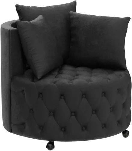 Vista 5 de JOYBASE Silla giratoria de barril con 3 almohadas, sillón redondo de acento, cómodo y cómodo, moderno sofá circular para sala de estar, dormitorio