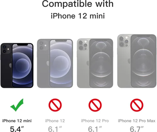 Vista 2 de JETech Funda mate para iPhone 12 Mini de 5.4 pulgadas, a prueba de golpes, protección contra caídas de grado militar, cubierta trasera translúcida