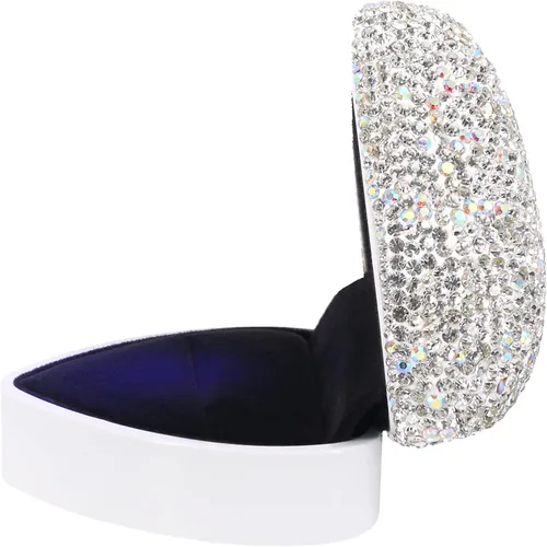 Vista 5 de Caja de joyería de lujo con forma de corazón de diamantes de imitación Bling Almacenamiento de joyería de luz LED para boda
