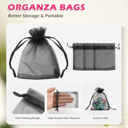 Vista 5 de ANZNKU Paquete de 50 bolsas de organza multicolor de 3 x 4 pulgadas, mini bolsas de regalo para regalos de Pascua, día de la madre, bolsa de joyería