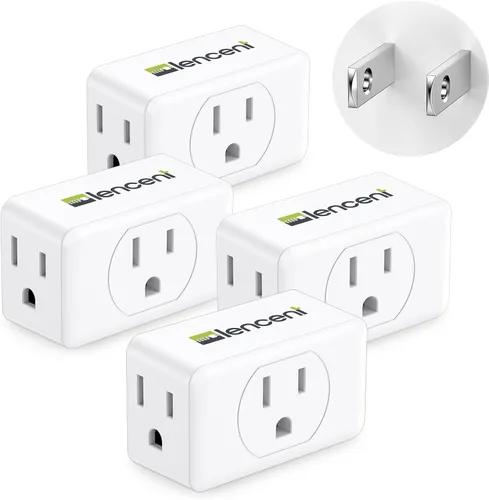 Vista 9 de LENCENT Adaptador de salida de 2 clavijas a 3 clavijas, extensor de enchufe de pared, enchufe de pared múltiple con 3 salidas de CA, expansor