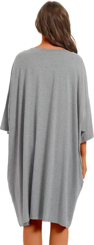 Vista 4 de KFUBUO Camisón de bambú para mujer, talla grande, camiseta de manga corta, con bolsillos