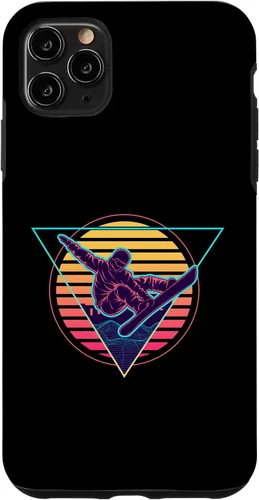 Vista 11 de iPhone 15 Retro Futuristic Snowboarder Synthwave Snowboarding Case