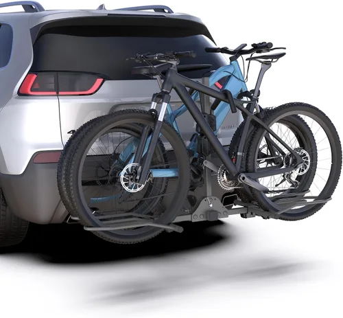 Vista 10 de Soporte para bicicleta eléctrica para 2 bicicletas, soporte para bicicletas de montaje en enganche de alta resistencia de 200 libras, sin marco