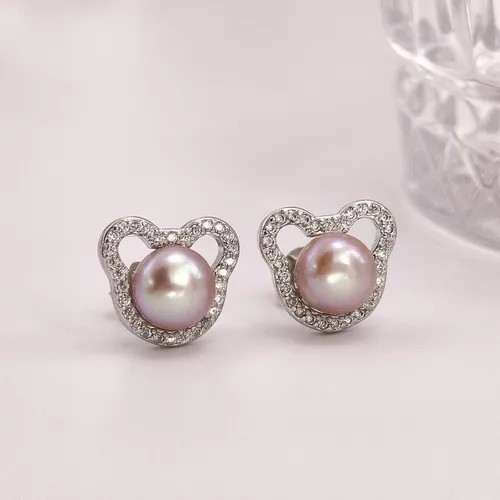 Vista 5 de Aretes de perlas de Mickey para mujer, plata de ley S925 y circón, perlas cultivadas de agua dulce, regalos de joyería de Mickey Mouse para mamá