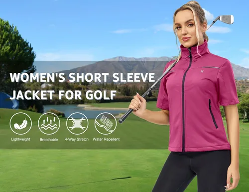 Vista 7 de Little Donkey Andy Chaqueta de manga corta para mujer, chaleco ligero resistente al viento para golf, senderismo, correr