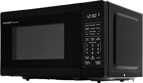 Vista 8 de SHARP Horno microondas compacto de encimera con plato giratorio de carrusel extraíble de 10 pulgadas, 700 vatios, 0.7 pies cúbicos, negro