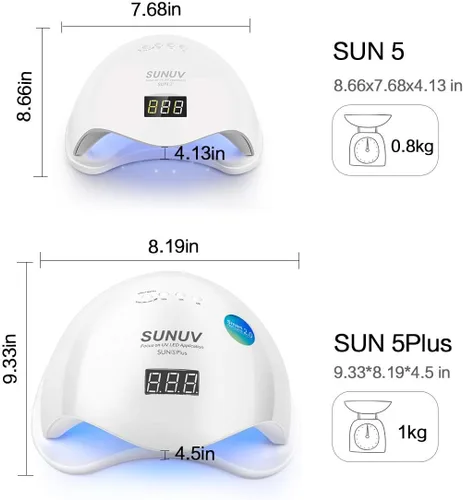 Vista 2 de SUNUV SUN5 Plus - Lámpara de uñas UV, guantes de luz UV para secador de uñas de gel para lámpara de esmalte de uñas de gel con sensor automático
