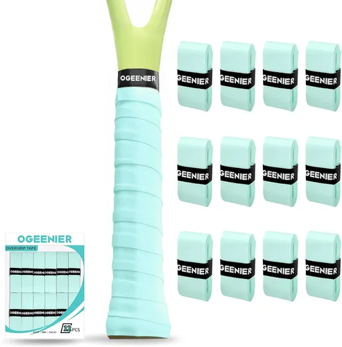 Vista 21 de OGEENIER Cinta de agarre para raqueta de tenis, paquete de 3, 6, 12 cintas de agarre de tenis, absorbente y antideslizante, cinta de agarre suave