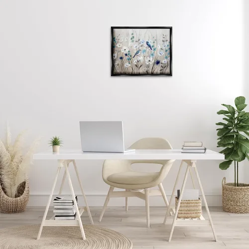 Vista 3 de Birds Floral Meadow Blossoms, 16 x 20 Inch Canvas in Floater Frame Stupell Industries · By Nan · Ready to hang once unboxed · Made in USA