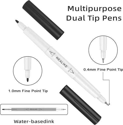Vista 4 de REALIKE Bolígrafos de doble punta compatibles con Cricut Maker 3/Maker 4/Maker/Explore 3/4/Air 2/Air, juego de 7 rotuladores de doble punta fina