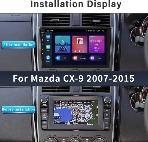 Vista 2 de Estéreo de coche 2G+64G Android 13 para Mazda CX-9 2007-2015, radio de coche con pantalla táctil HD de 10.1 pulgadas con Apple Carplay y Android