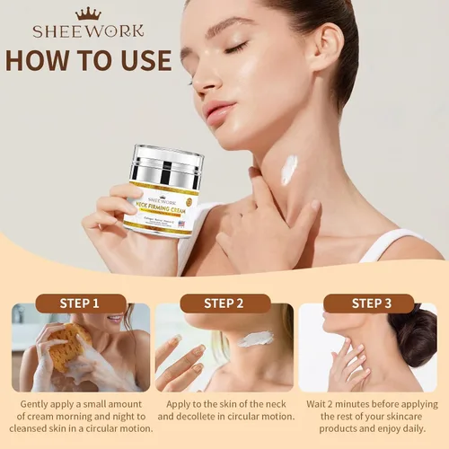 Vista 4 de Crema reafirmante para el cuello, aprieta y levanta la crema para el cuello, la crema para apretar el cuello mejora la flacidez, el estiramiento