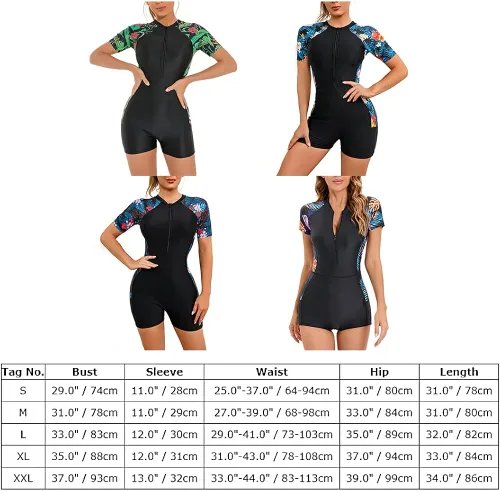 Vista 6 de Traje de baño deportivo de una pieza con cremallera y mangas de protección solar para mujer