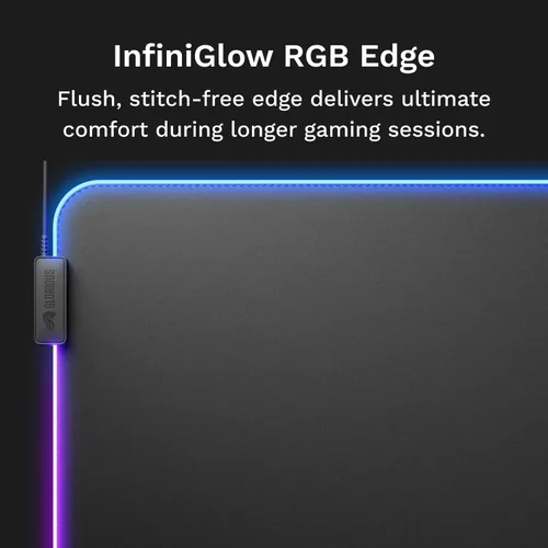 Vista 4 de GLORIOUS Gaming Mouse Pad GMP 2 GLED - XL - 2-Zone RGB Lighting, InfiniGlow RGB Stitchless Edge, Premium Cloth Surface, Grippy Rubber Base