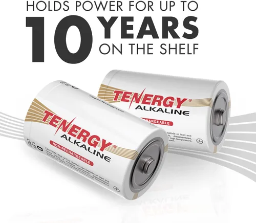 Vista 5 de Tenergy Batería alcalina LR20 de 1.5 V D, baterías no recargables D de alto rendimiento para relojes, controles remotos, juguetes y dispositivos