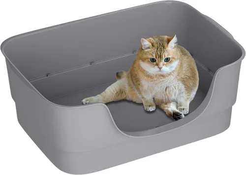 Vista 9 de Caja de arena extra grande para gatos grandes, lados altos y diseño de entrada baja, 23.43 x 16.73 x 8.46 pulgadas, espacioso inodoro antiderrames