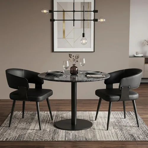 Vista 23 de Juego de 2 sillas de comedor, modernas sillas tapizadas para cocina y comedor con tela tejida transpirable, fáciles de montar y limpiar
